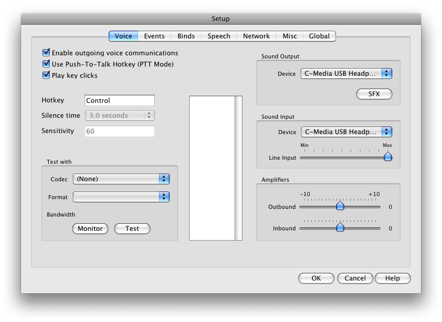 Main Setup page